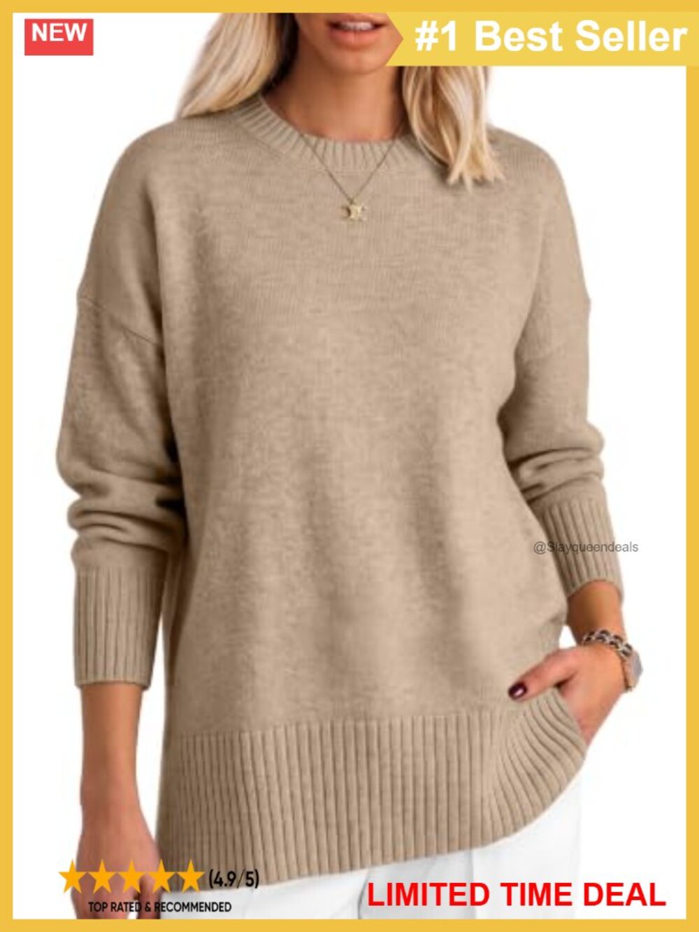 Oversized Batwing Sleeve Sweater Pullover Loose Knit Tunic Top